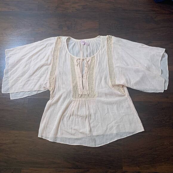 Calypso St. Barth light pink peasant top size S - Picture 6 of 9